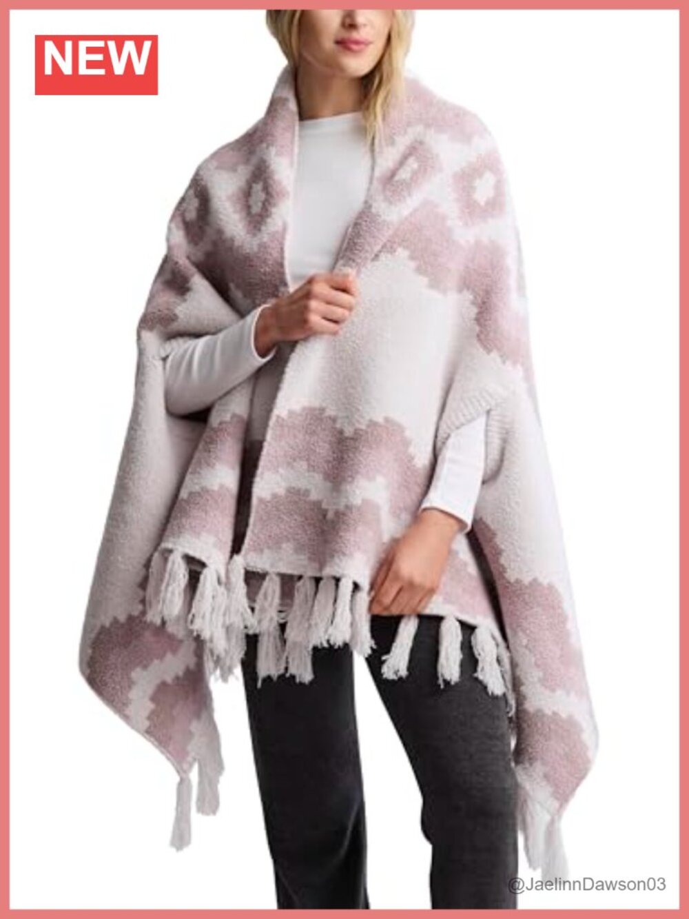 CozyChic Mosaic Wrap 100% Polyester Geometric Knit Cold Weather Wrap